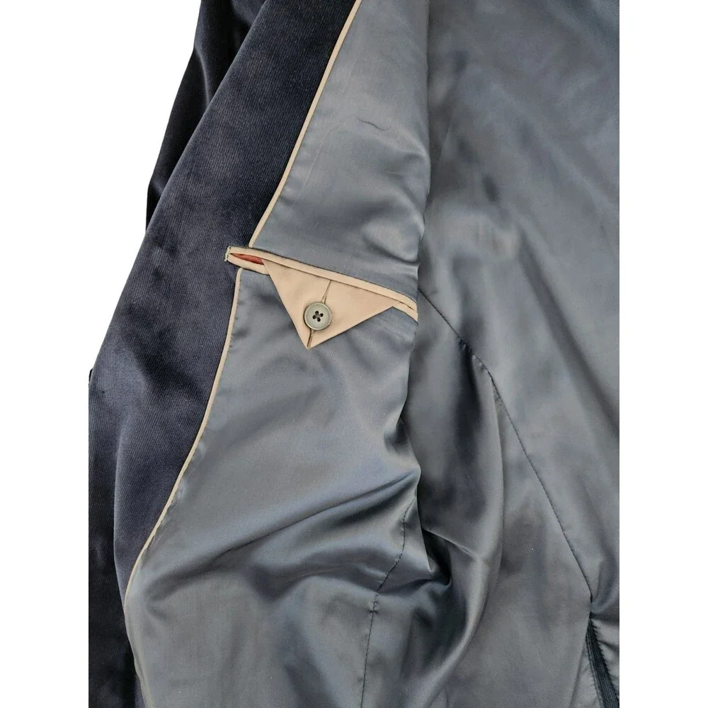 Van Heusen FLEX Navy Velvet Blazer Mens 46R Holiday Party Sport Coat Tailored Fi